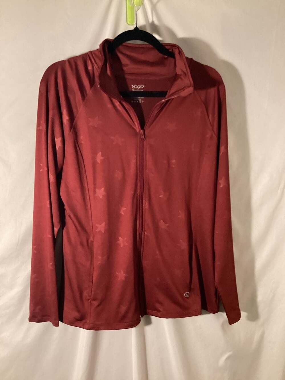 Vogo Women's Maroon Star Pattern Full-Zip Active Jacket